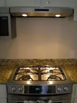 Kitchen Remodeling New Stainless Steel Gas Range with Oven and Lighted Vent Hood