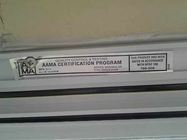 Replacement Insulated Window AAMA Certification